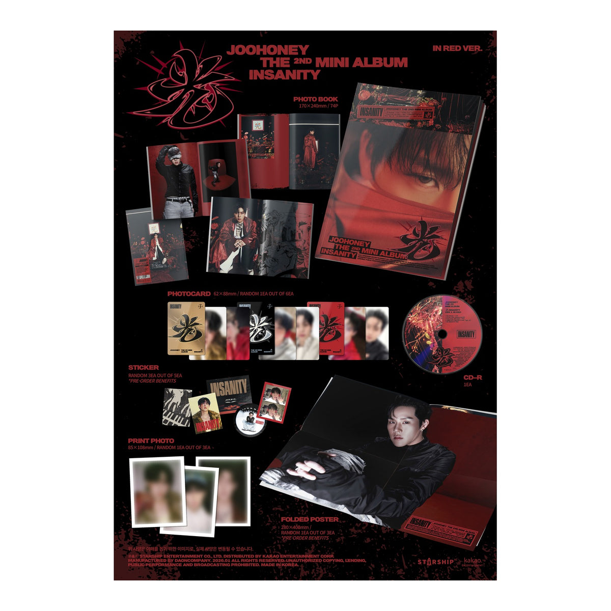 JOOHONEY THE 2ND MINI ALBUM (IN RED VER.) (INSANITY) - image 2